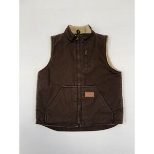 Forge Work Wear Kids Size S (5/6) Brown Sherpa Lined Canvas Vest